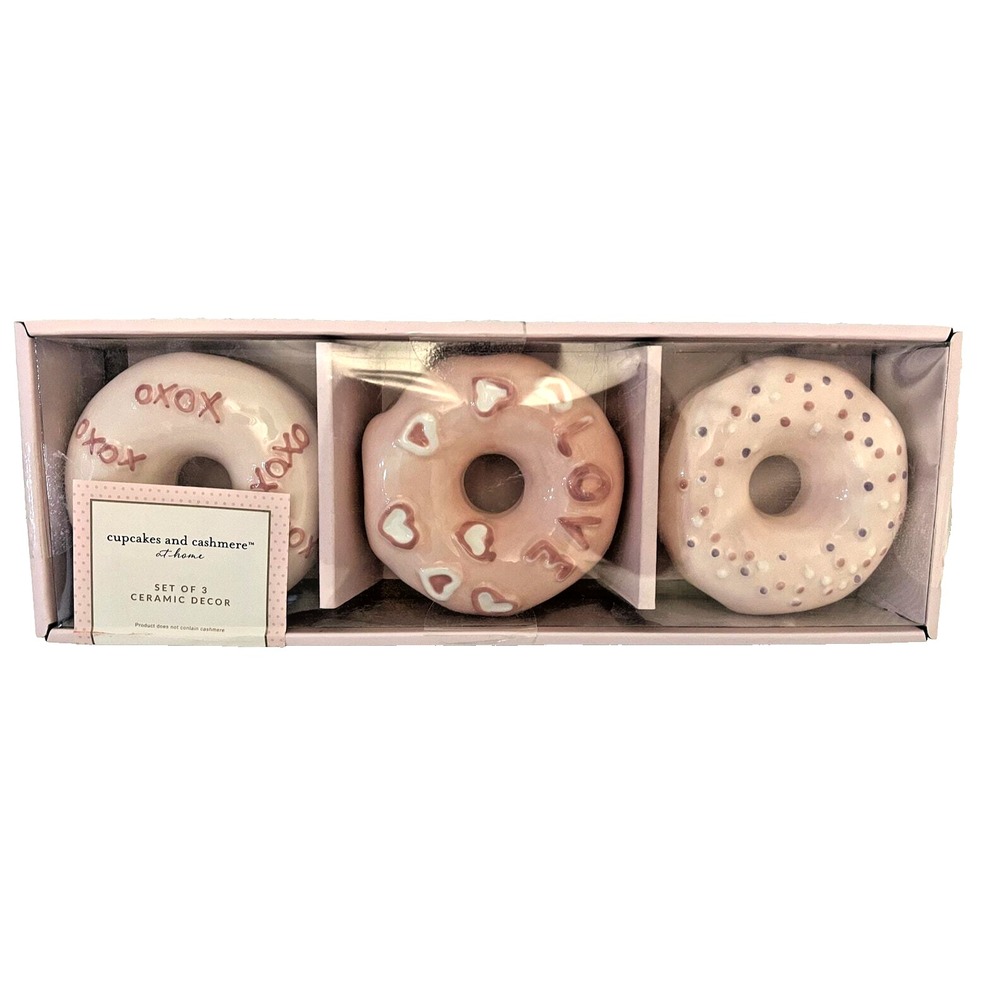 Cupcakes and Cashmere Ceramic Donuts‎ Frosted Sprinkles Pastel Table Decor XOXO